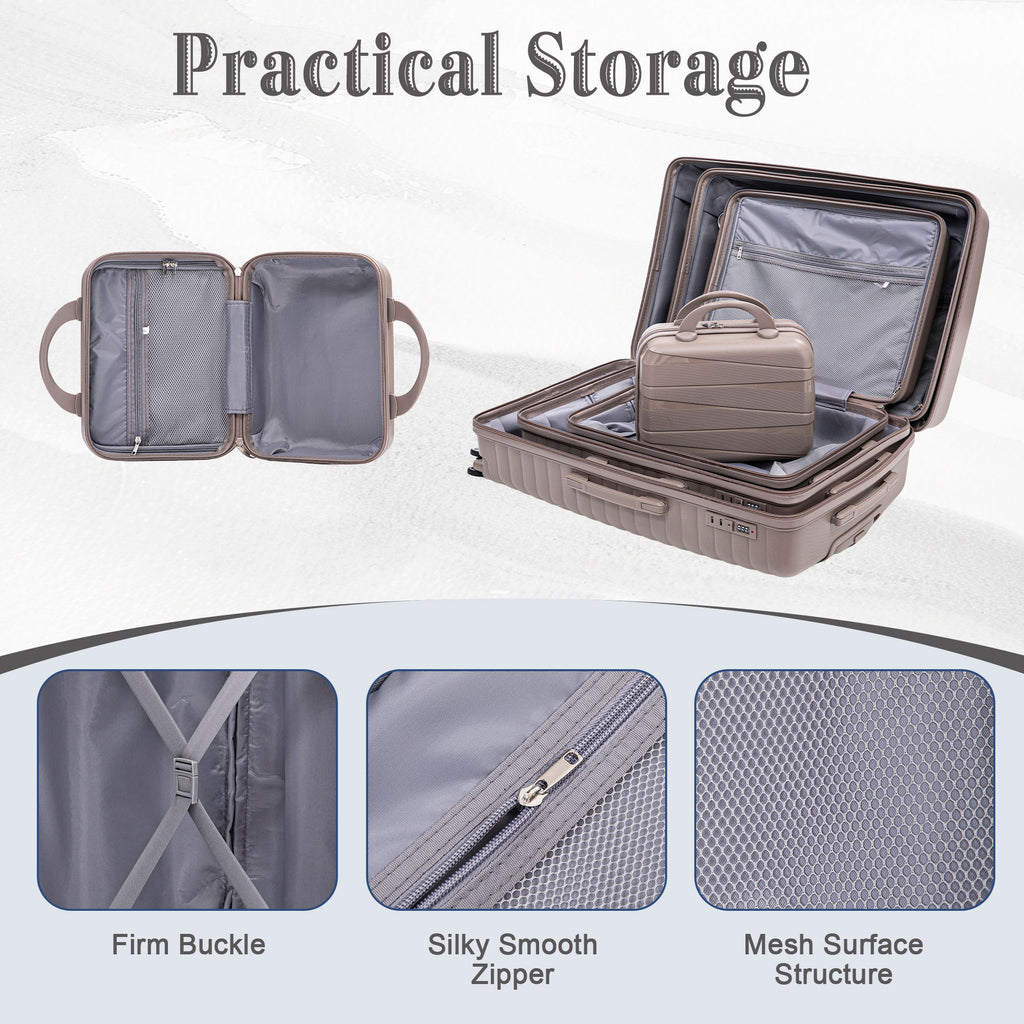 4 Piece Luggage Set, Combination Lock