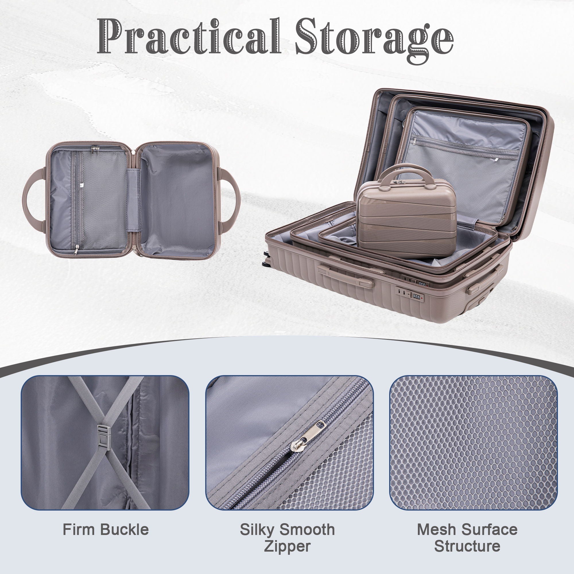 4 Piece Luggage Set, Combination Lock