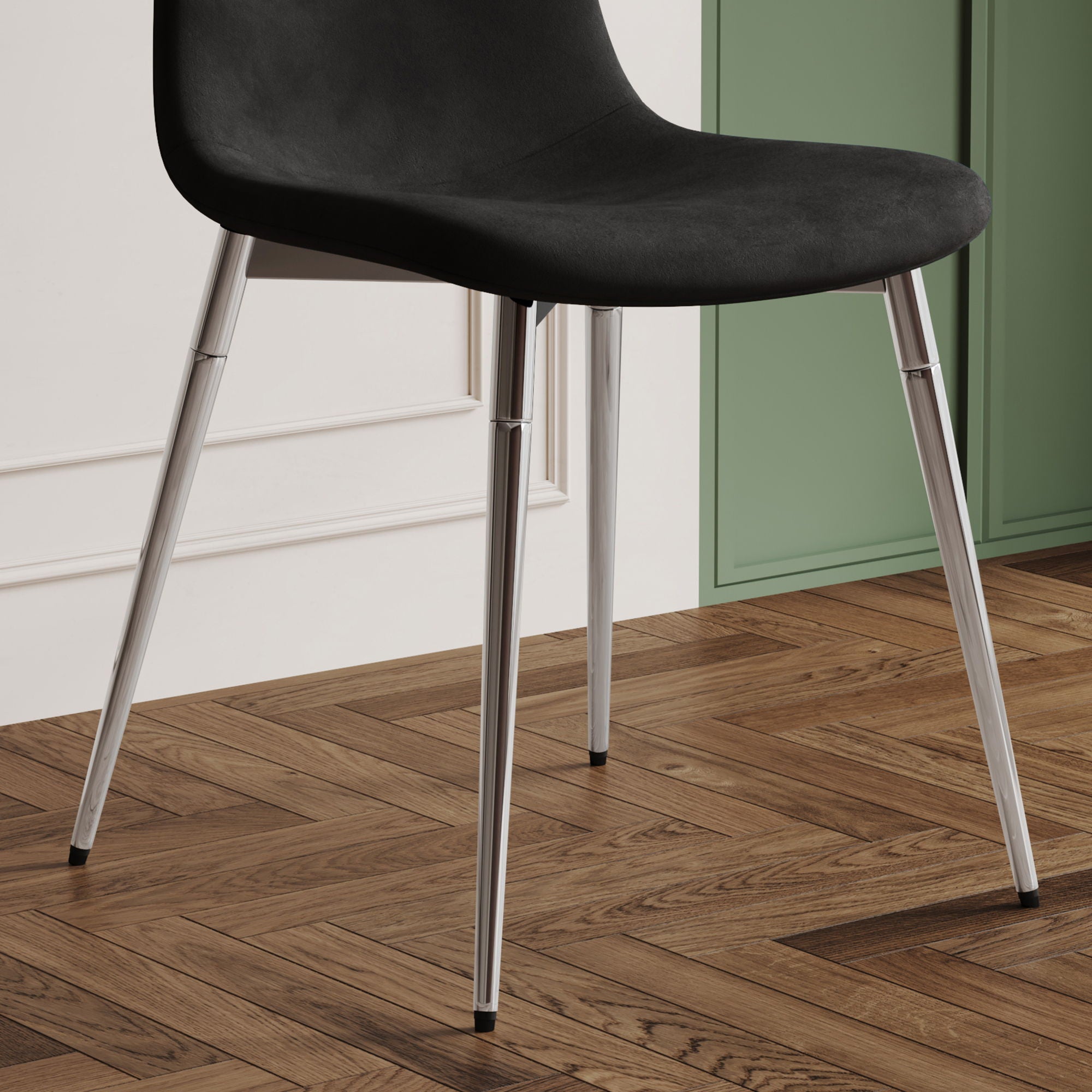 Dining Chairs, Upholstered Armless Accent Chairs, Classical Appearance And Metal Legs (Set of 4)