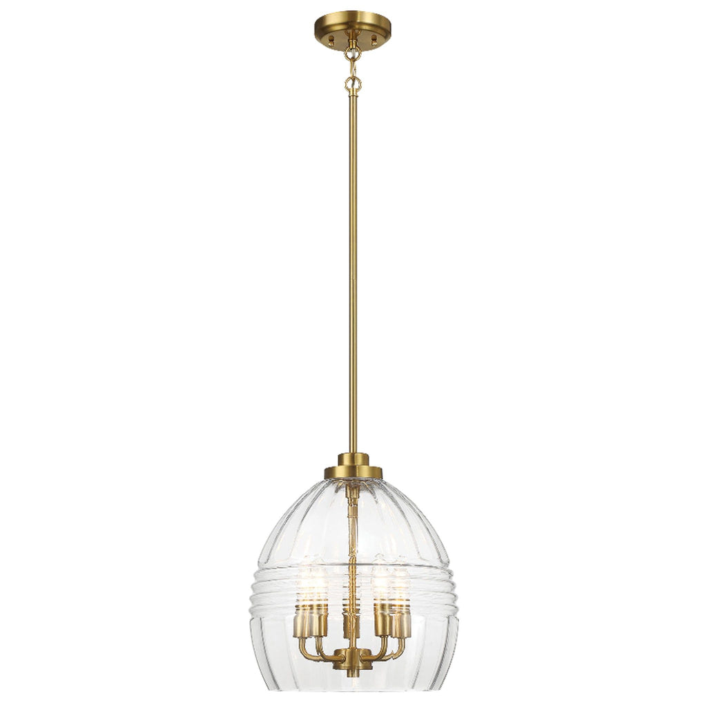 Zen - 5 Pendant Chain Hanging Light - Clear / Gold