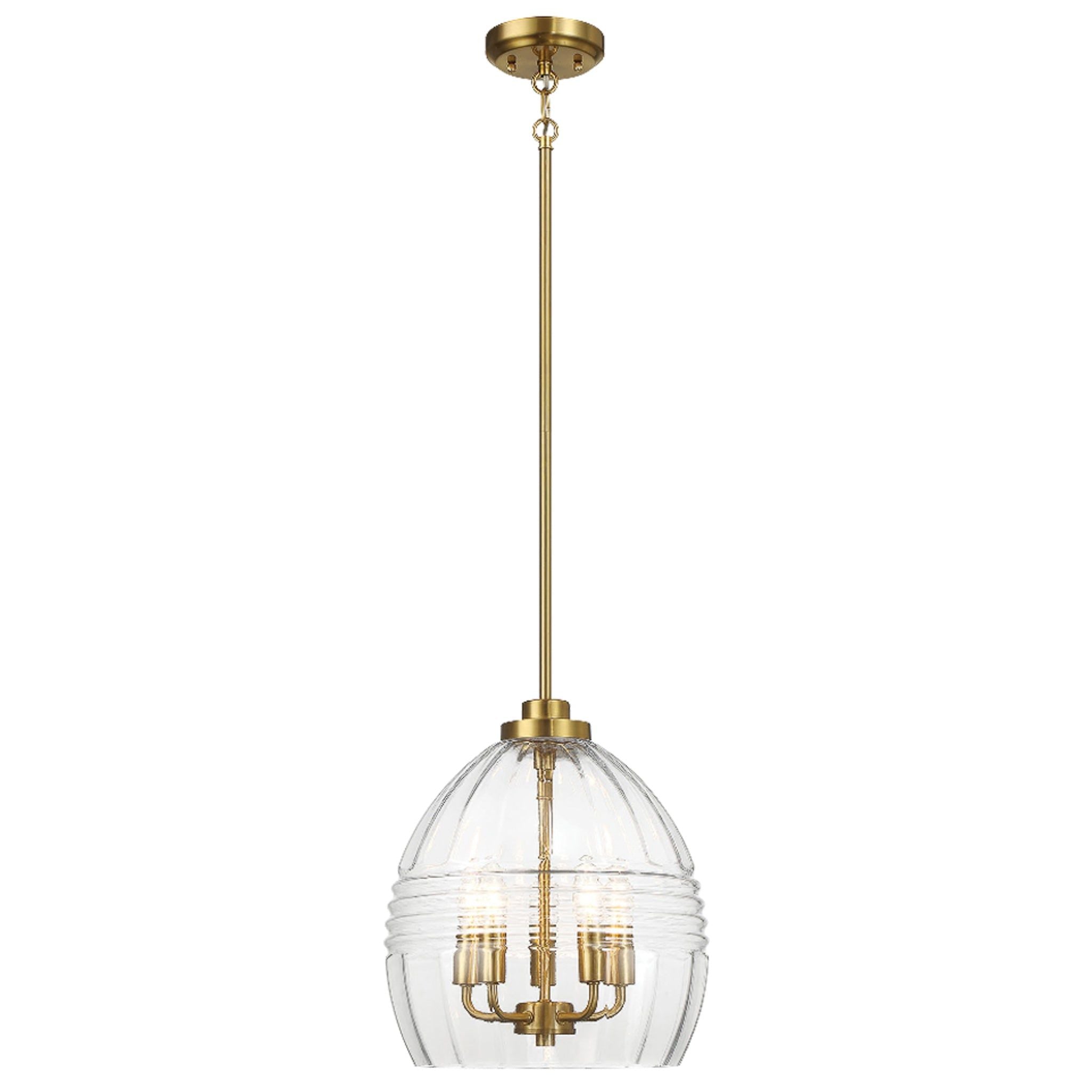 Zen - 5 Pendant Chain Hanging Light - Clear / Gold