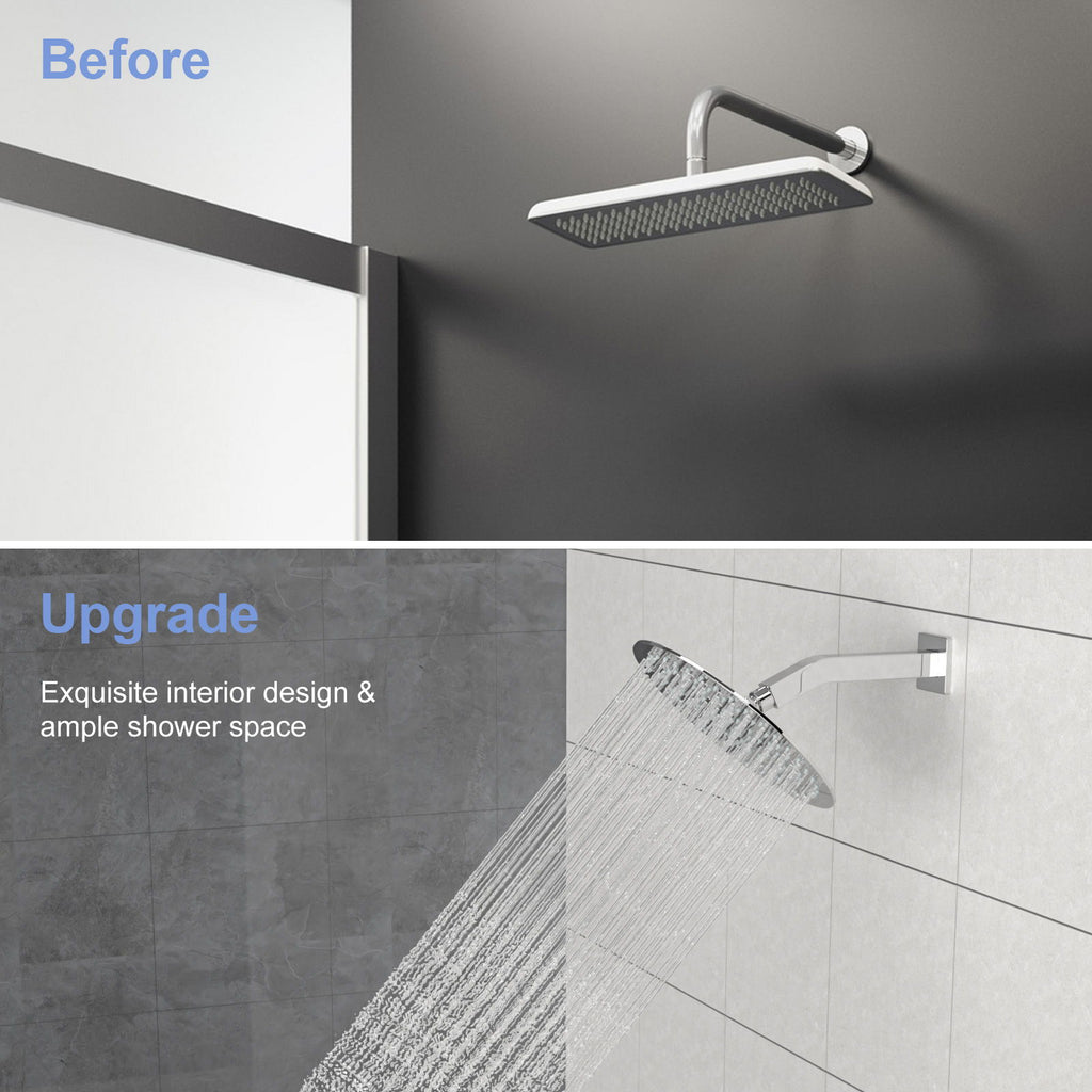 Elegant 6" Shower Arm With Flange, Stainless Steel Construction For Rain Shower Heads - Chrome