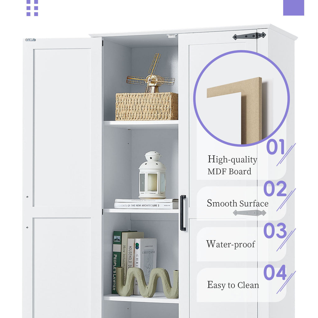 Tall Bathroom Storage Cabinet With 2 Doors And 2 Drawer, Adjustable Shelf - White