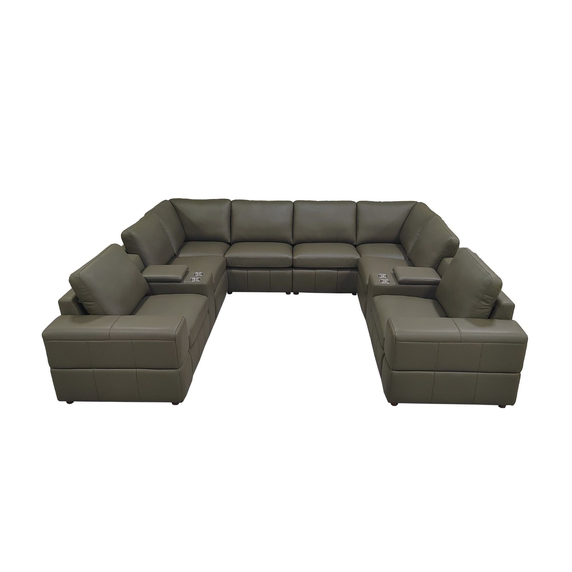 Upholstered Large Arms Sectional With Recliner Seats