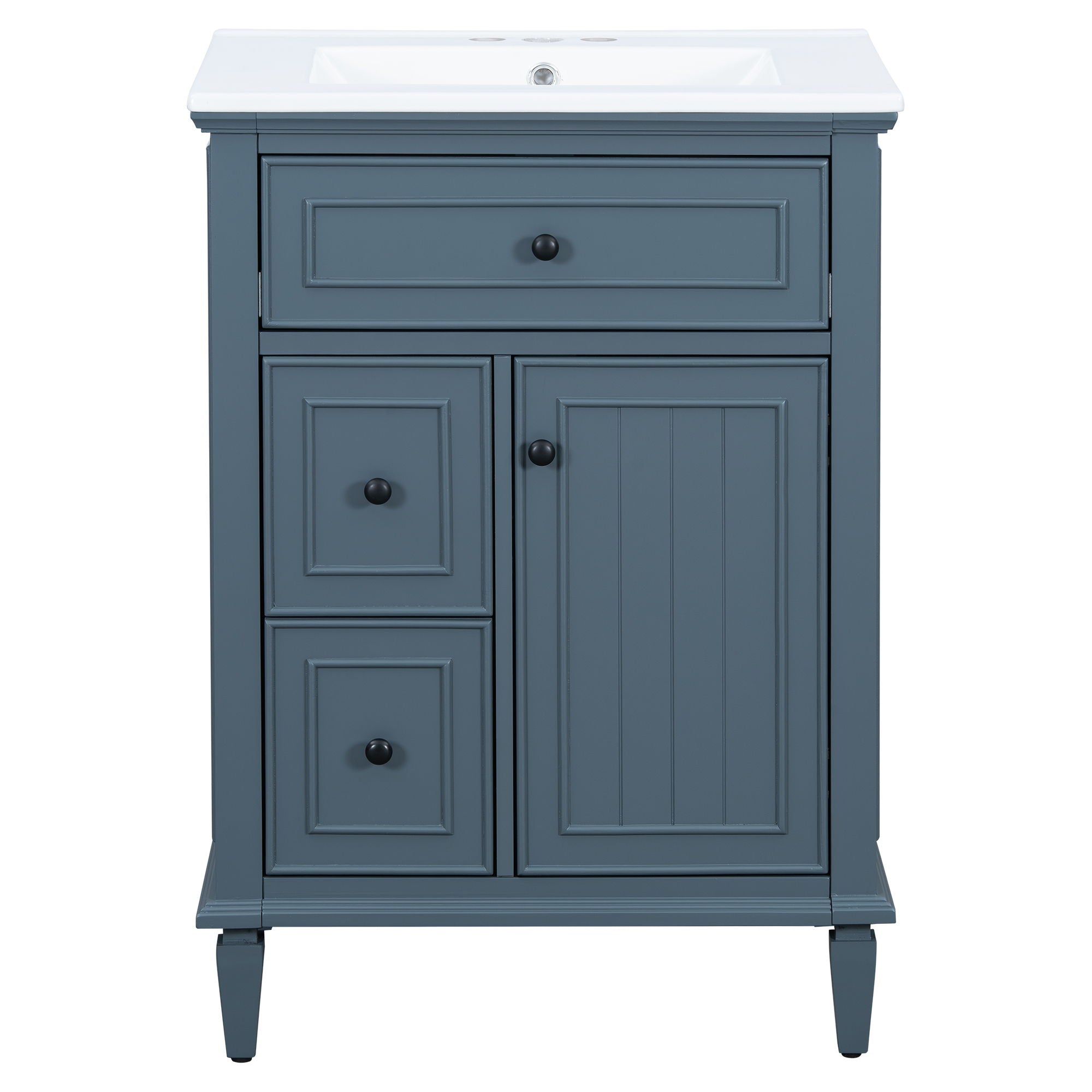 Modern Bathroom Vanity With Sink, Adjustable Shelf, 1 Flip Drawer & 2 Drawers