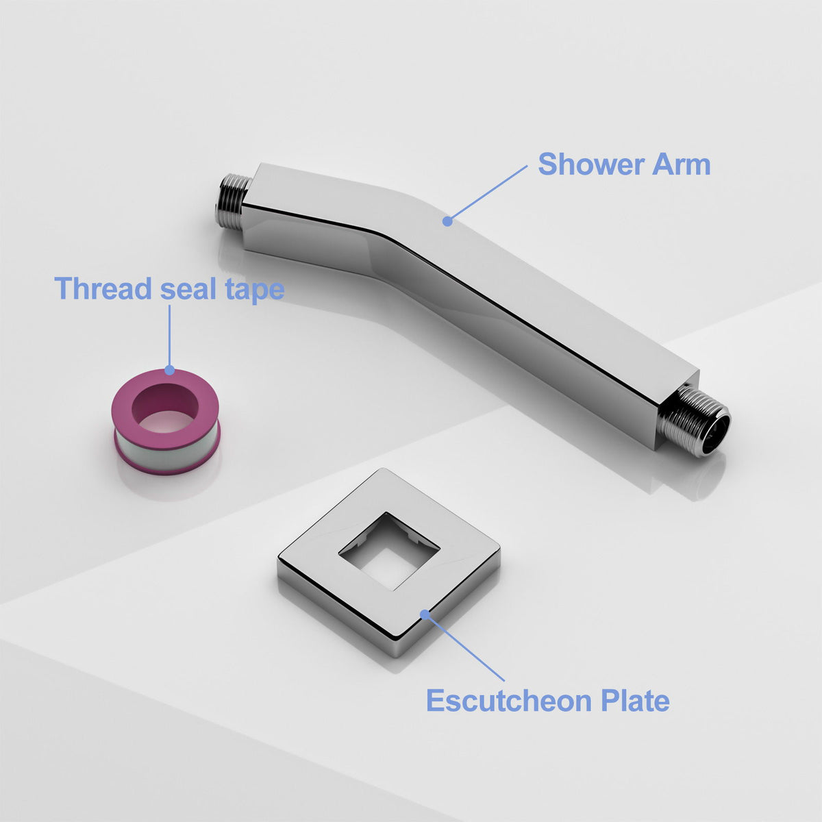 Elegant 6" Shower Arm With Flange, Stainless Steel Construction For Rain Shower Heads - Chrome