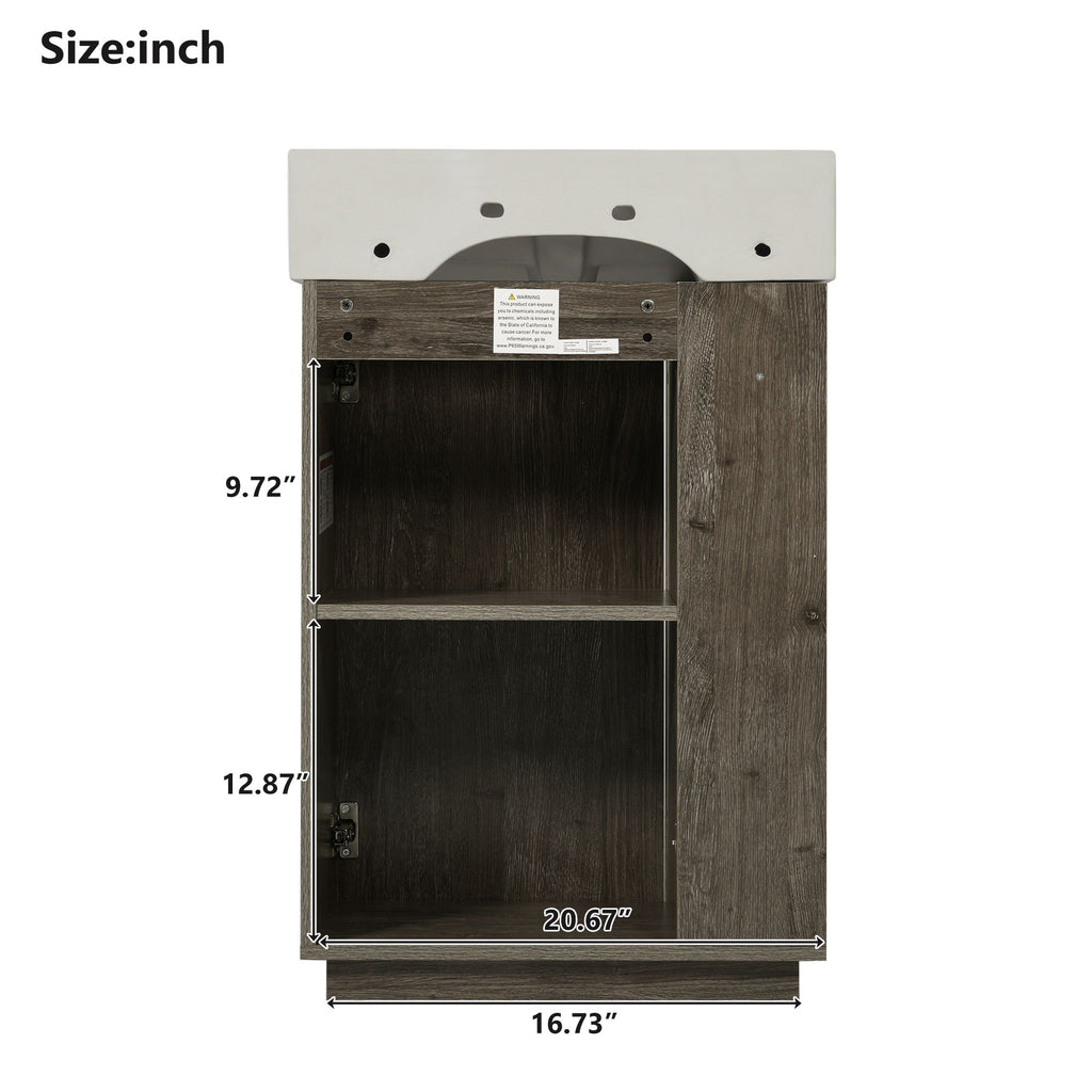 Bathroom Vanity With Sink, Freestanding Wood Grain Cabinet With Storage