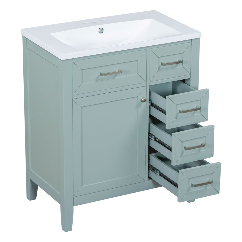 Modern Bathroom Vanity With Sink Combo, 3 Drawers, Undermount Drop-In Sink