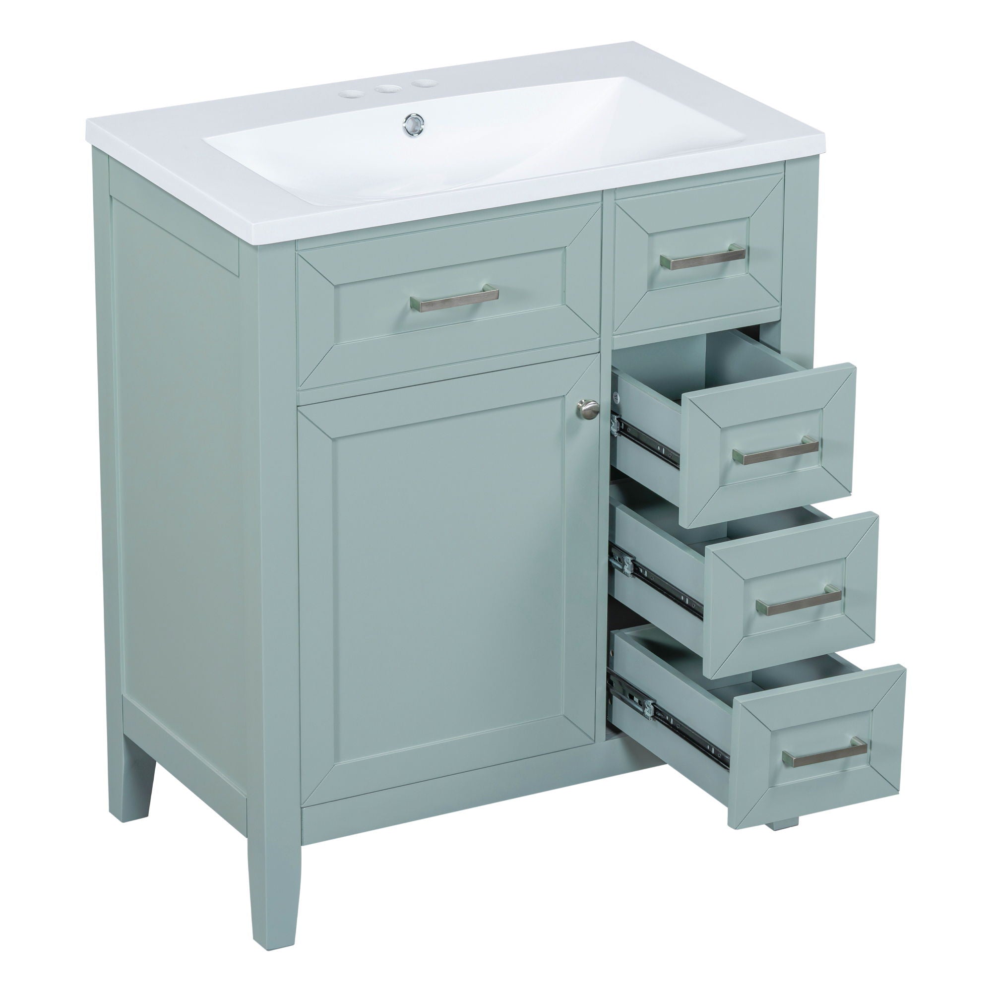Modern Bathroom Vanity With Sink Combo, 3 Drawers, Undermount Drop-In Sink