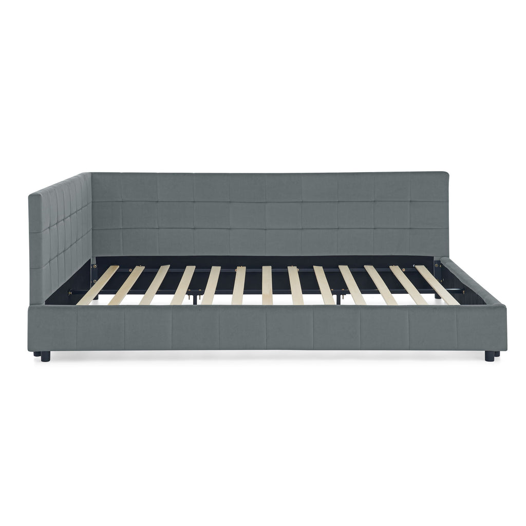 Elegant Storage Upholstered Tufted Bed Frame With Backrest And Armrests