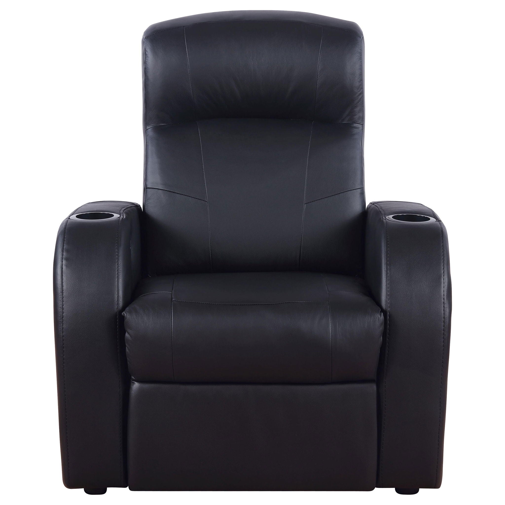 9 Piece Home Theater Seating Set With Recliners And Wedge Consoles - Black