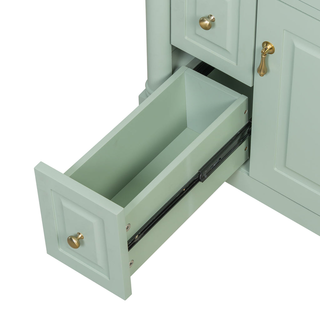 Freestanding Bathroom Vanity With Sink, Adjustable Shelf & Flip Drawer