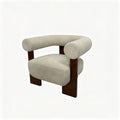 C - Shaped Chunky Arm Accent Chair - Beige / Brown