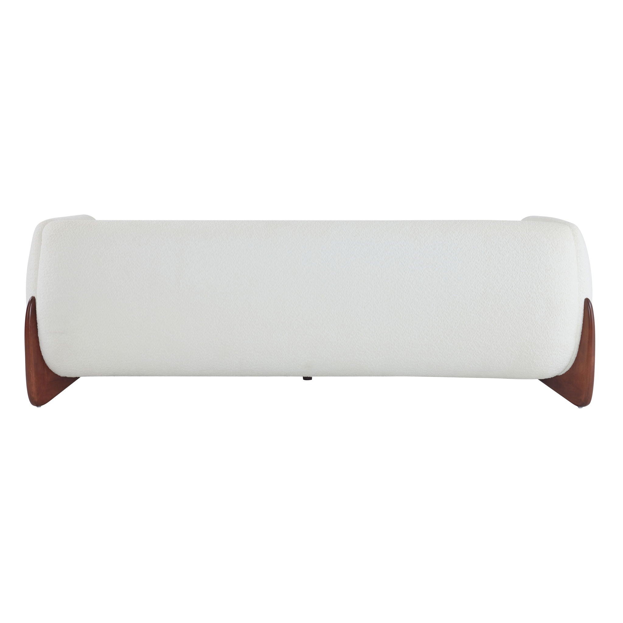 Contemporary Boucle Sherpa Sofa With Birch Wood Legs