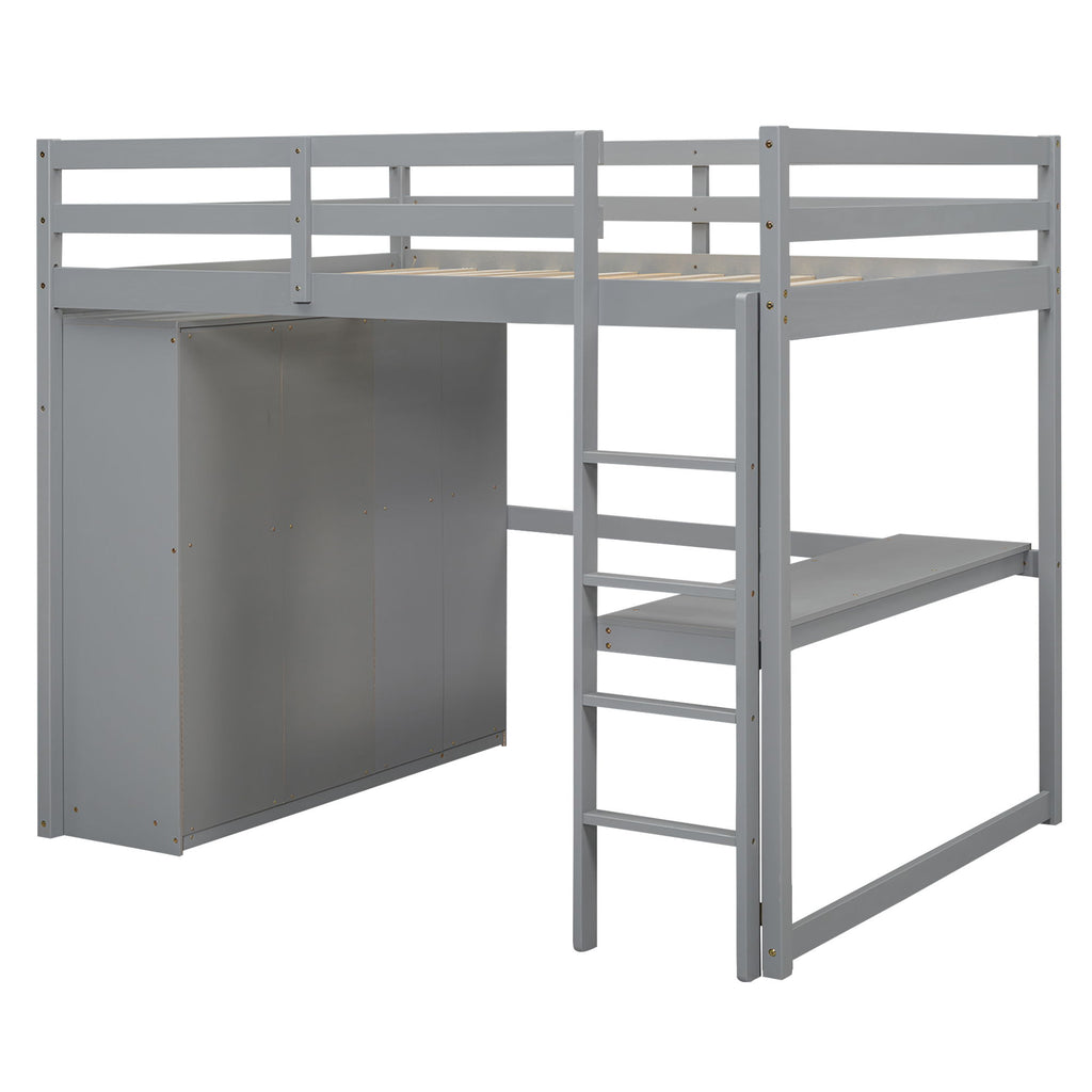 Loft Bed With Built In Wardrobe, Shelves And Drawers