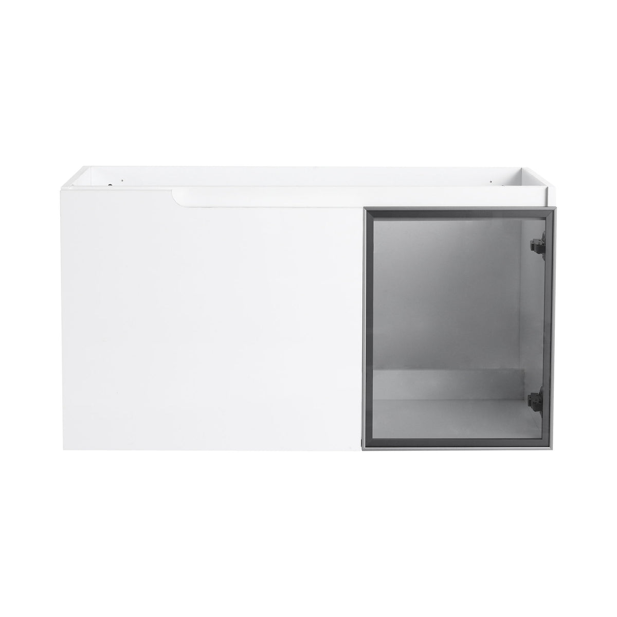 36" (35 1 / 4") Wall Mounted Bathroom Vanity, Cabinet With Half Door (Excluding Sink) - Glossy White