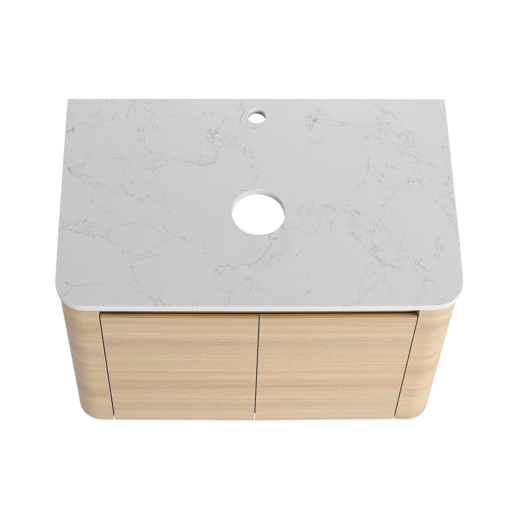 Mounted Bathroom Vanity With Art Sink, 2 Storage Shelves, Soft Close Door