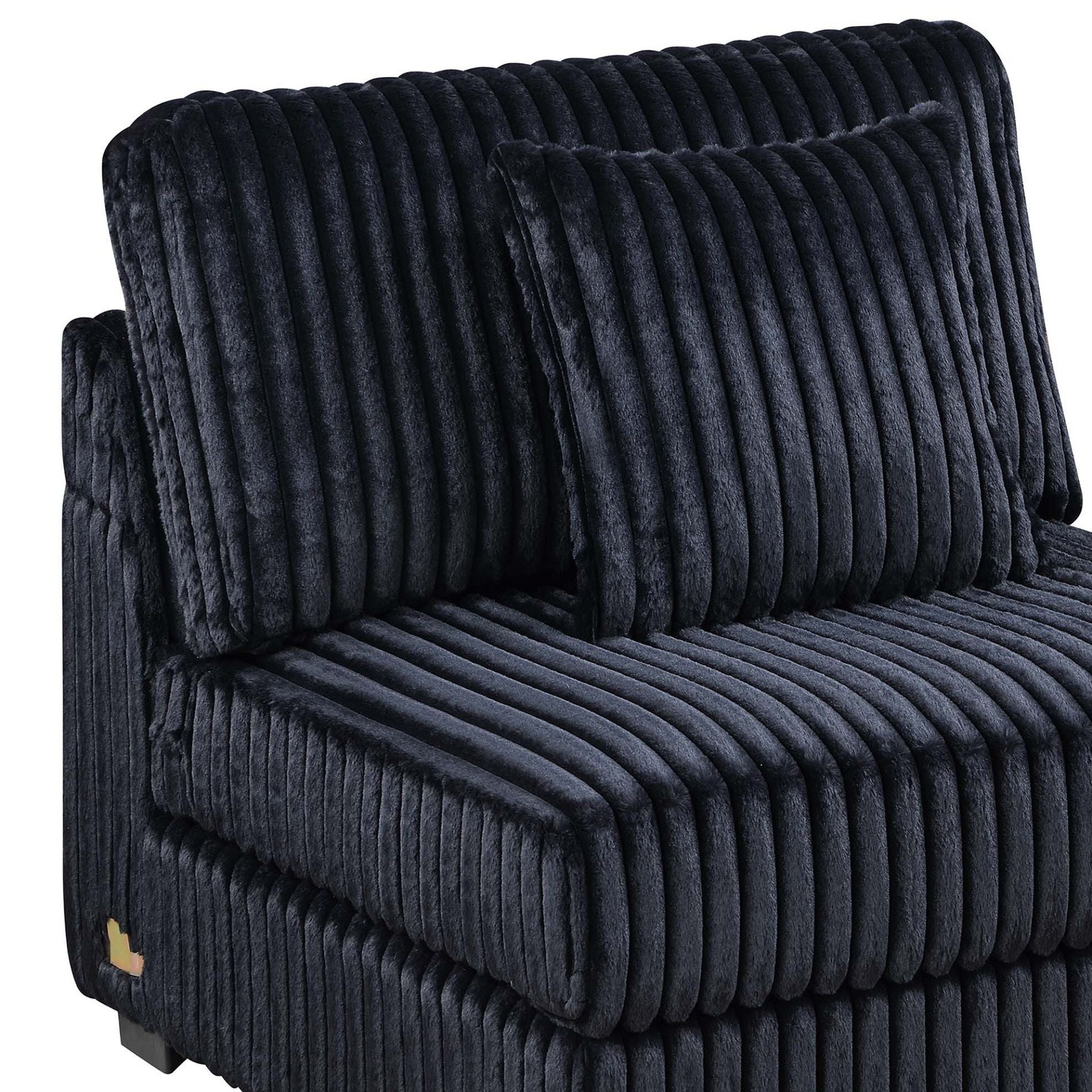 6 Piece Modular U Sectional Sofa Set With USB Cup Holder, Low Leg - Black