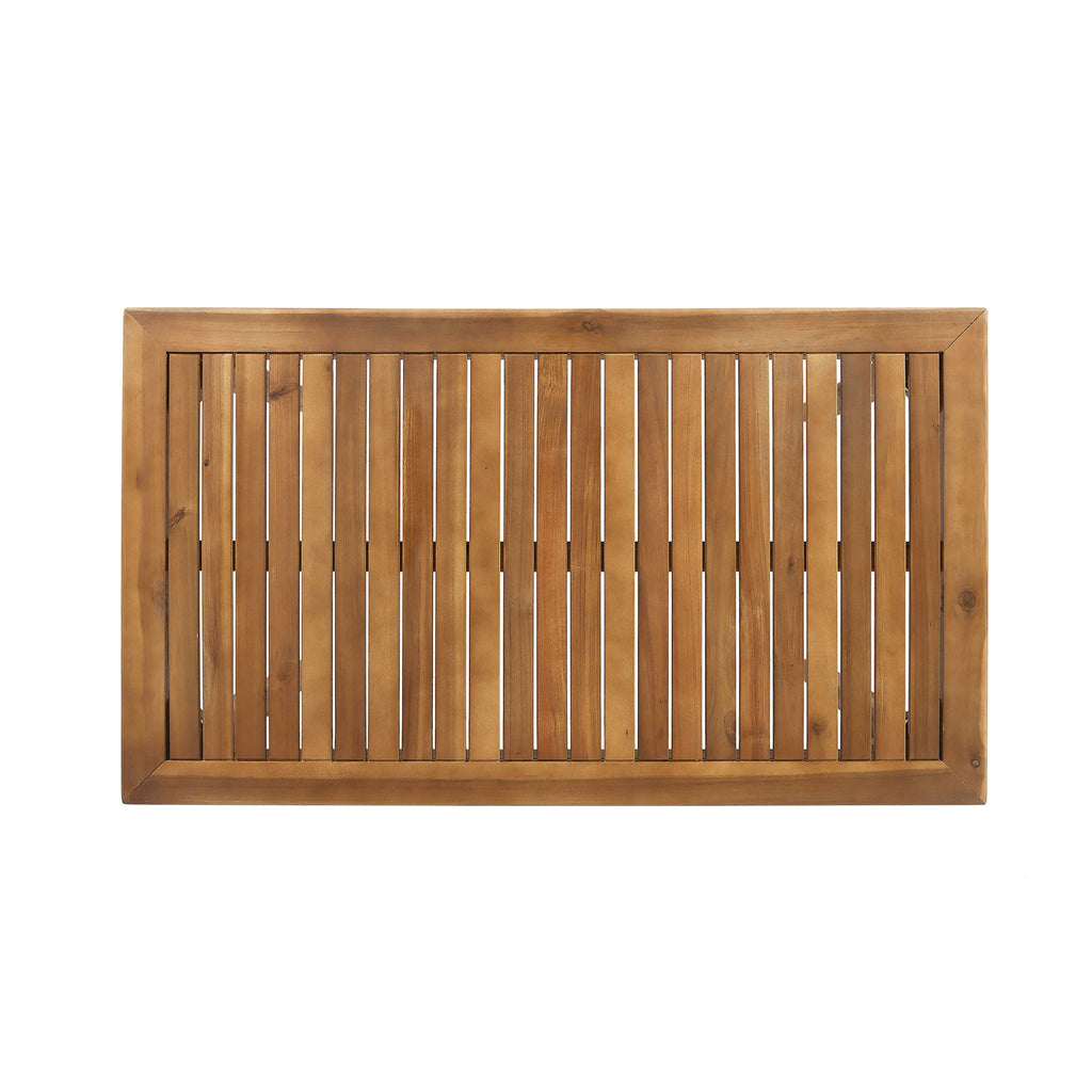 Outdoor Minimalist Acacia Wood Rectangle Bar Table