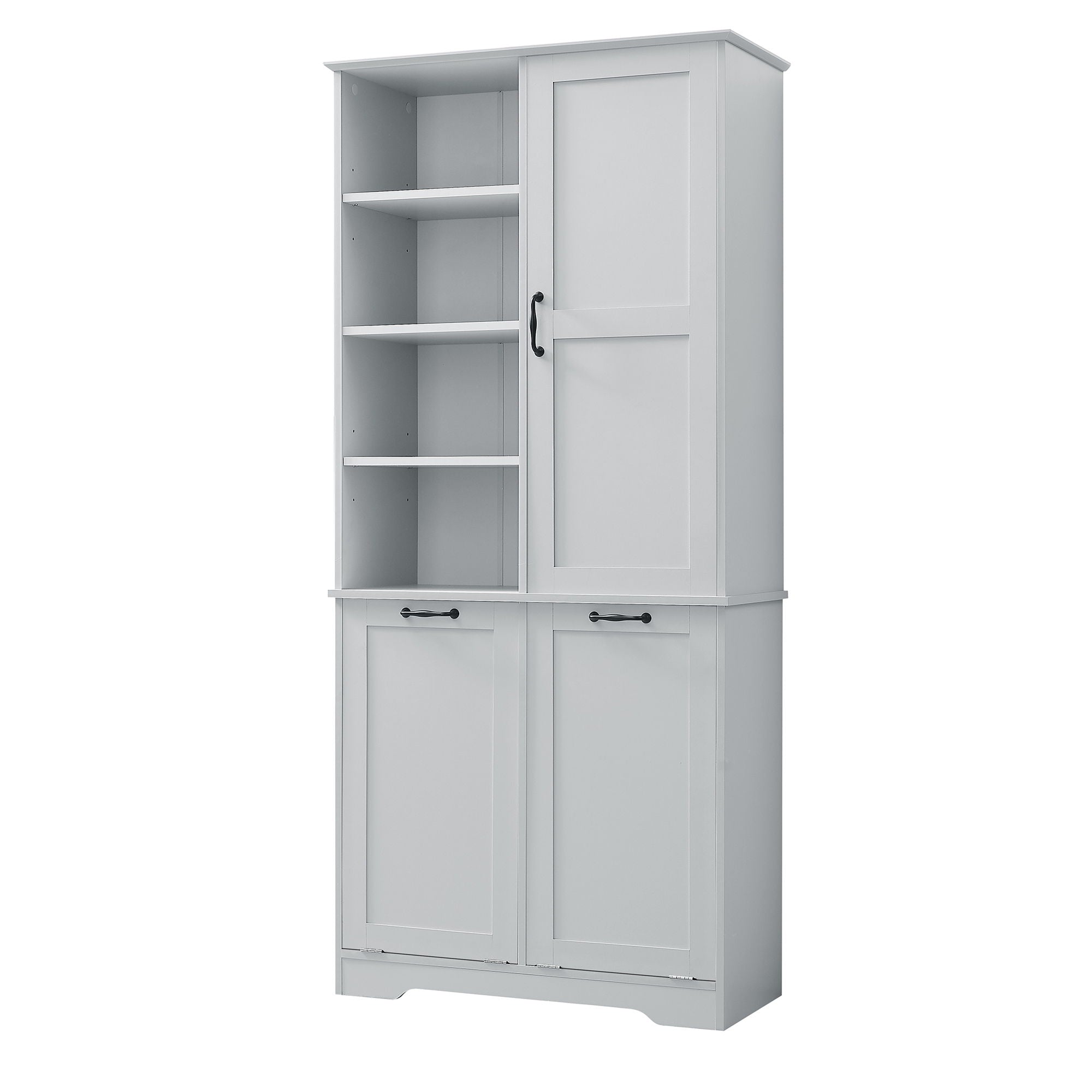 Freestanding Bathroom Storage Cabinet With Doors And Drawers, Adjustable Shelves, Tilt-Out Laundry Hamper