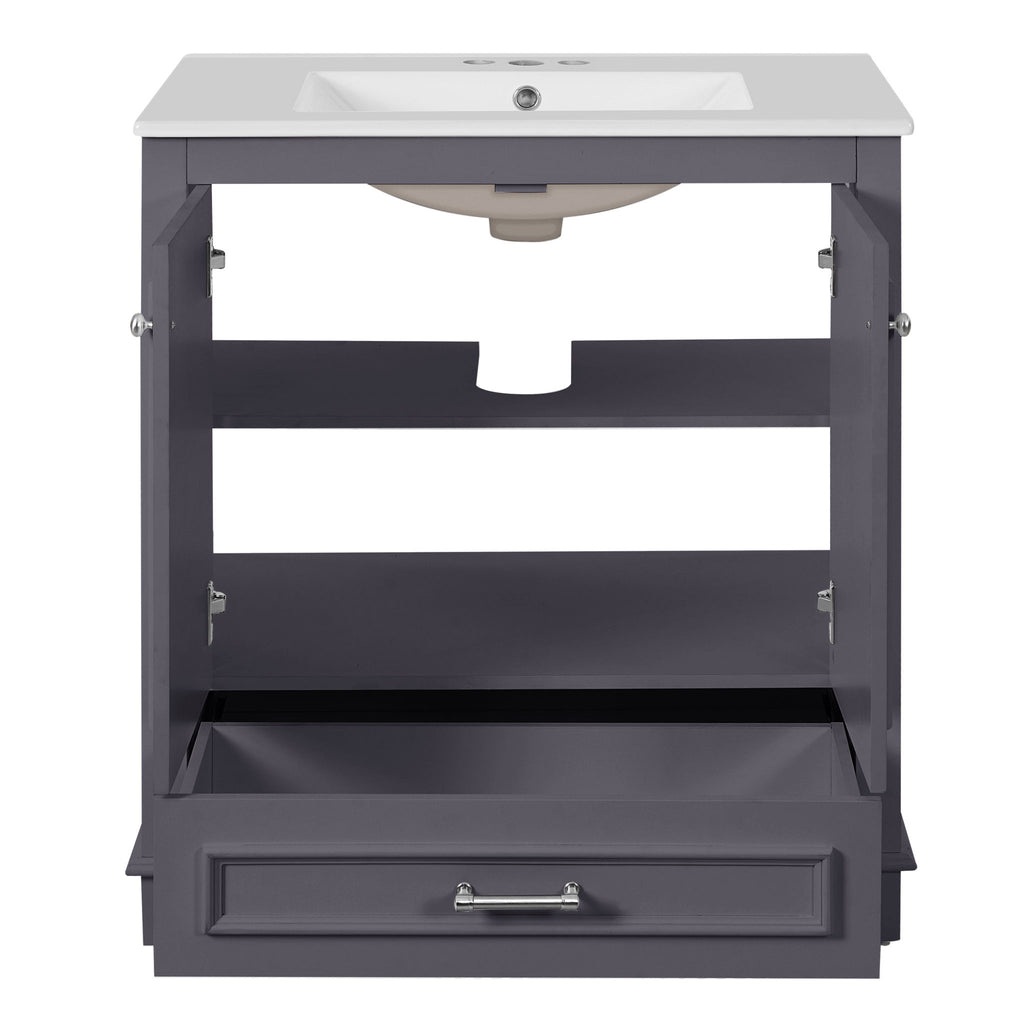 Bathroom Vanity With Sink, Cabinet & 2 Soft Closing Doors & Adjustable Shelf