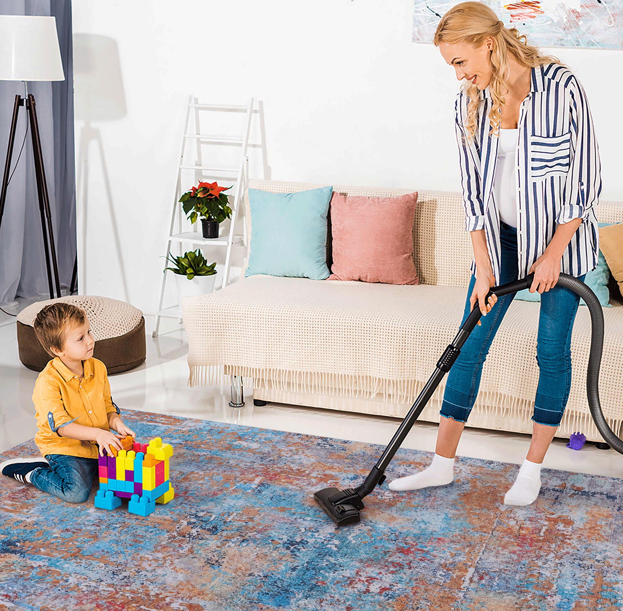 Maval - Abstract Washable Area Rug