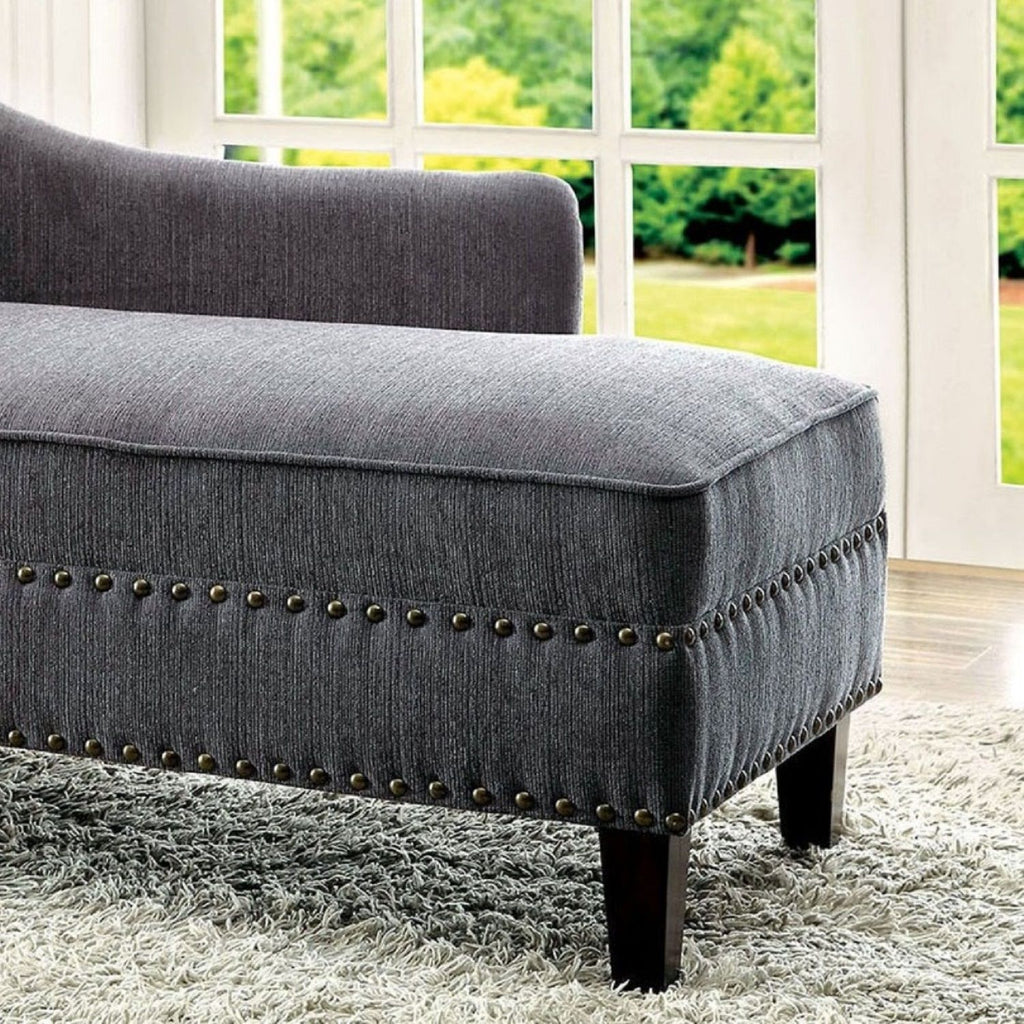 Chaise With Nailhead Trim And Plush Pillow
