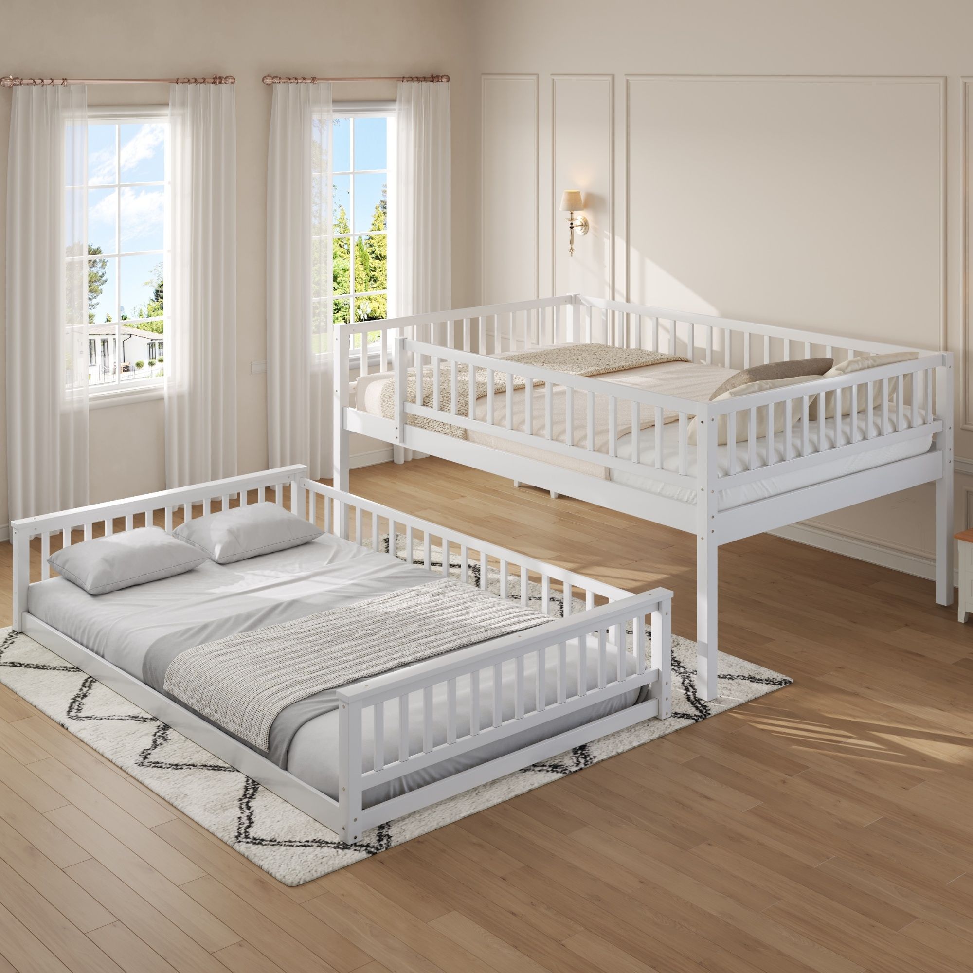Bunk Bed With Ladder And Guardrails