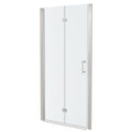 Fold Frameless Shower Door & Tempered Glass - Brushed Silver