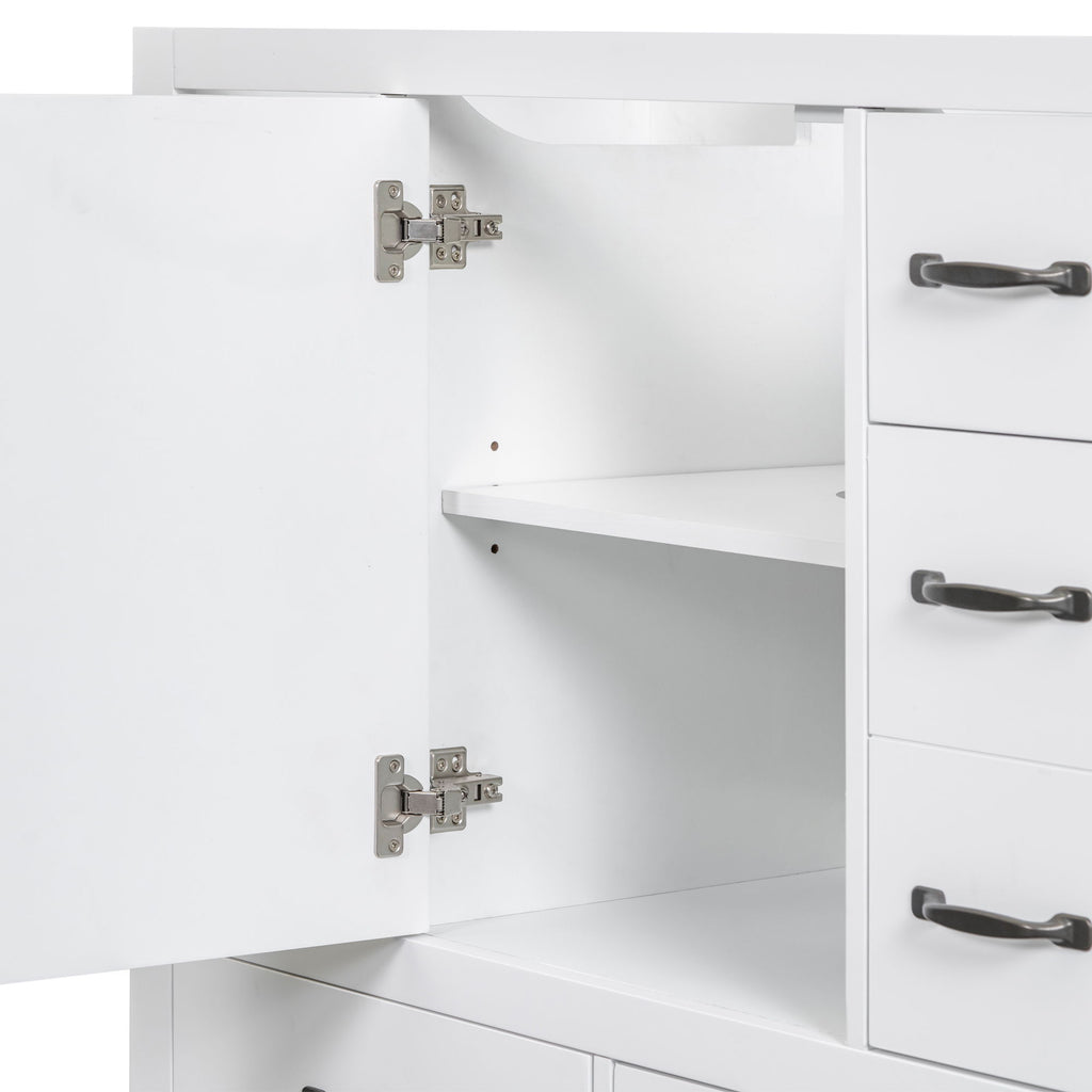 Modern Bathroom Vanity Base Only, 6 Drawer Storage With Adjustable Shelf