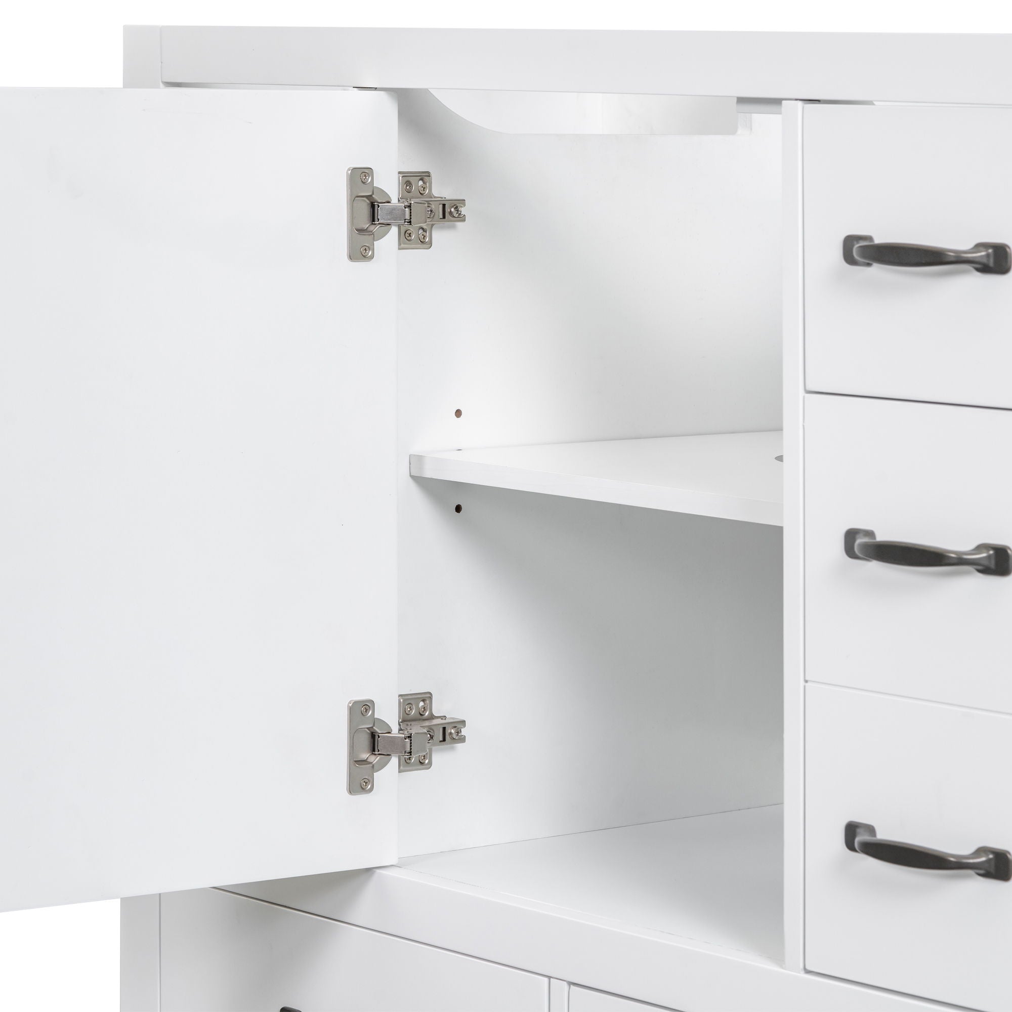 Modern Bathroom Vanity Base Only, 6 Drawer Storage With Adjustable Shelf