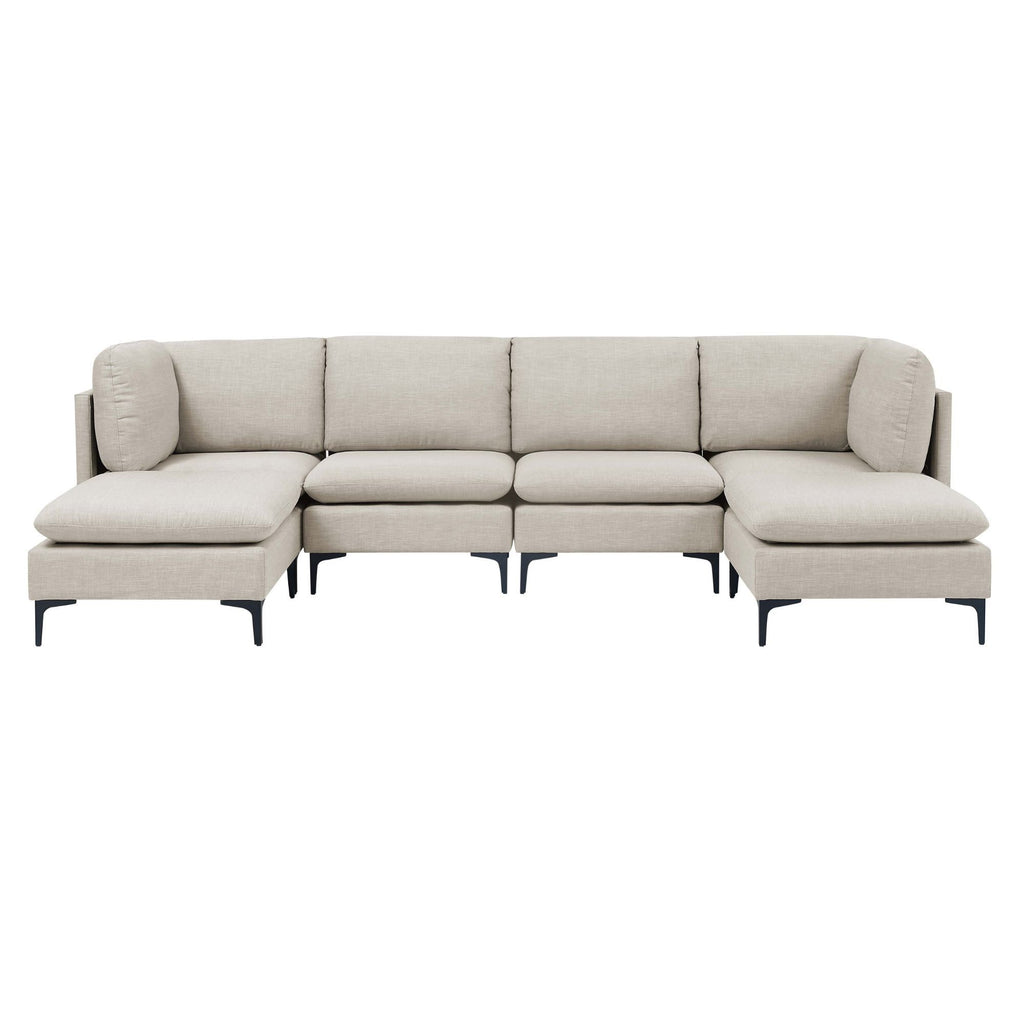 Upholstered Modular Sectional With Medium Firm Seat Cushion - Almond