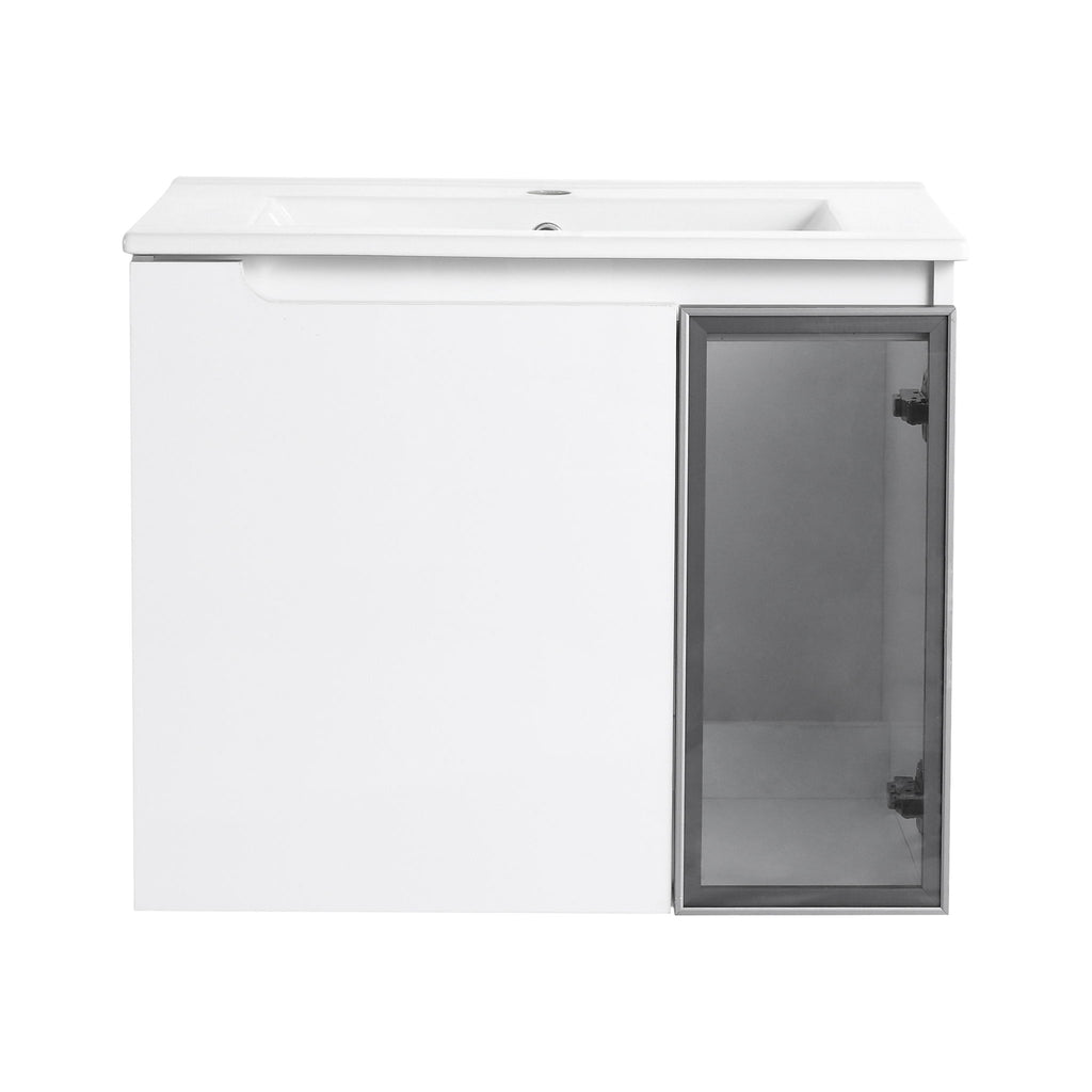 Wall Mounted Bathroom Vanity With Sink, 2 Soft Close Doors, Cabinet & Half Door
