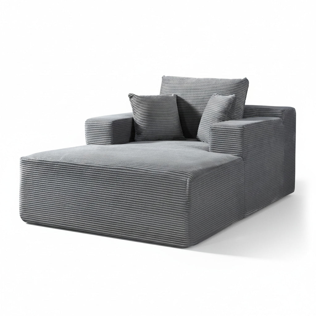 Convertible Chaise Lounge Chair With Wide Armrest & Throw Pillows