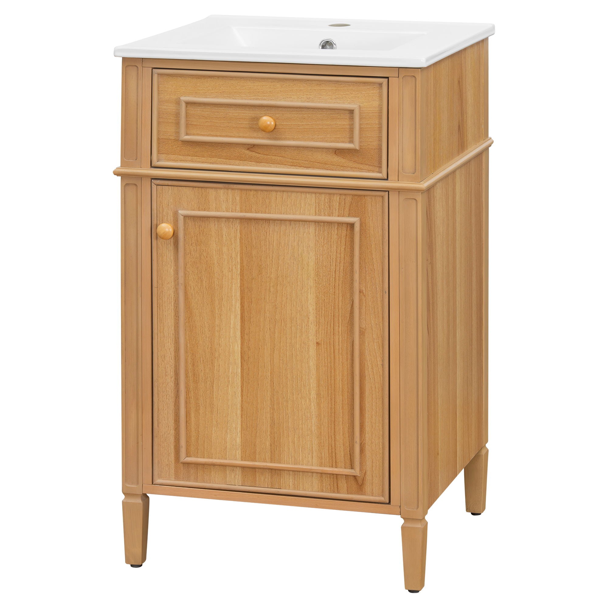20" Bathroom Vanity With Sink, Adjustable Shelf, Tilt Out Drawer, Freestanding Cabinet - Wood