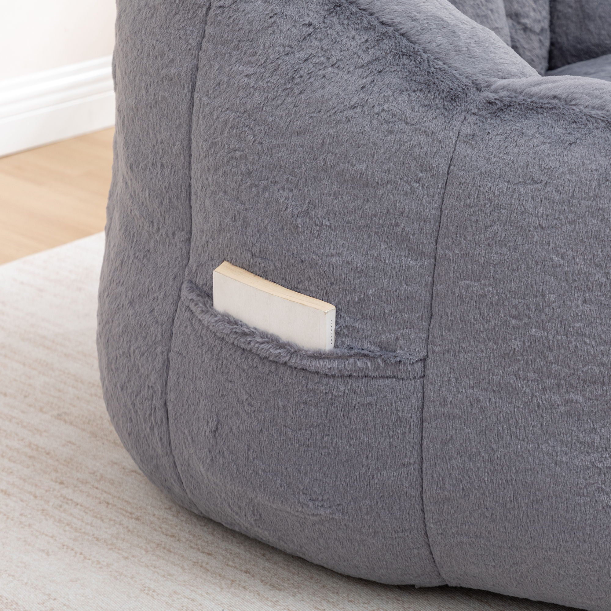 Beanbag Chair, Beanbag Sofa Chair With Armrests Stuffed High Density Foam