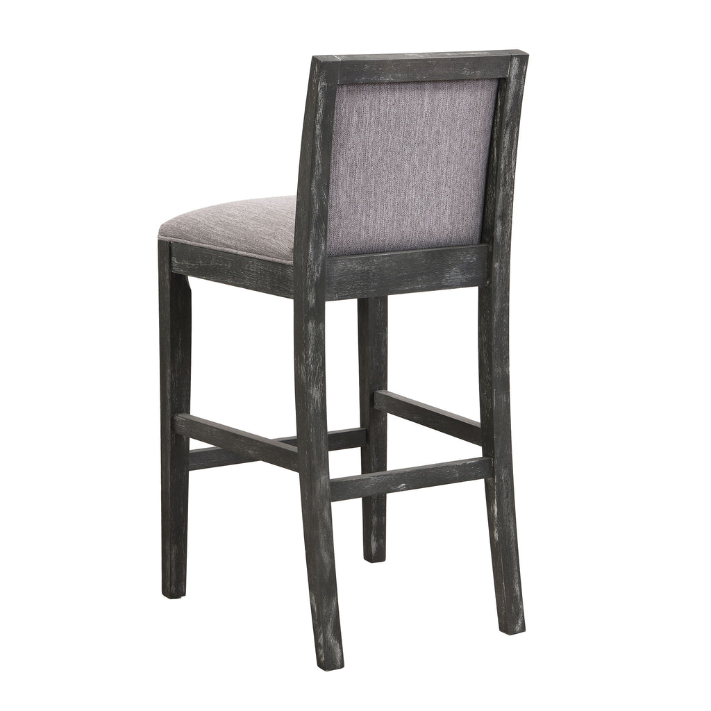 Bar Stools (Set of 2), Rubber Wood Frame, Retro Bar Chairs Suitable For Kitchen Island - Black / Gray