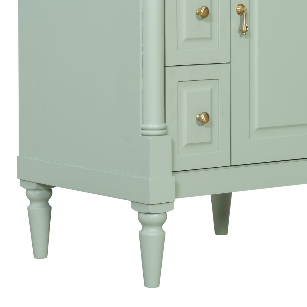 Freestanding Bathroom Vanity With Sink, Adjustable Shelf & Flip Drawer