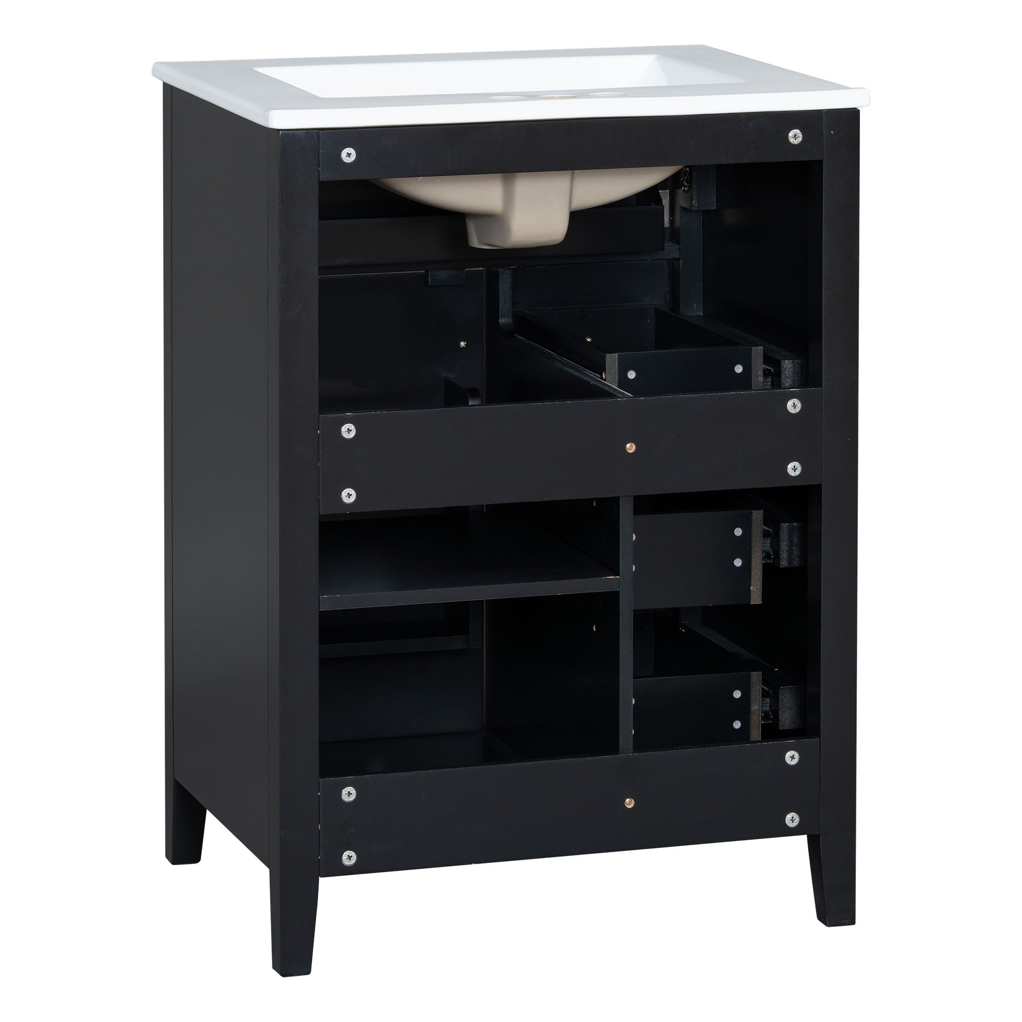 Bathroom Vanity With Sink, 3 Drawers & Cabinet With Adjustable Shelves