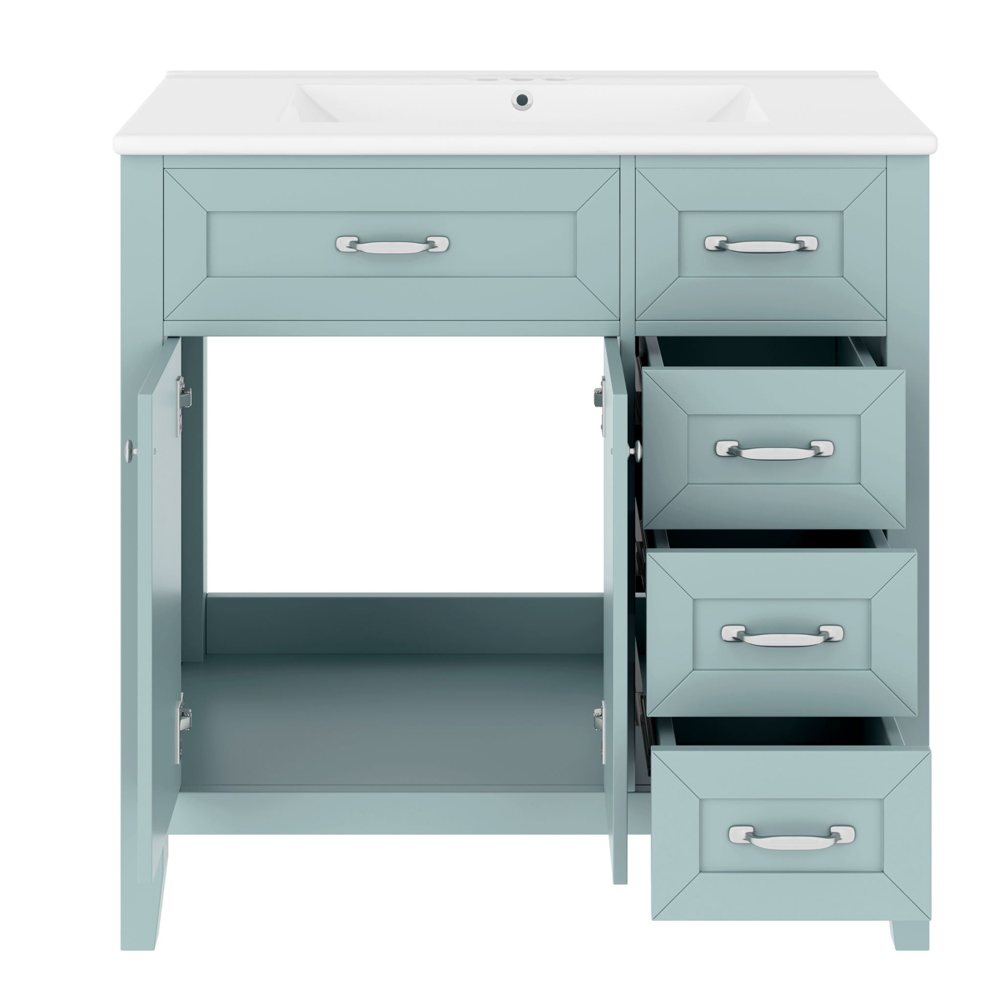 Modern Bathroom Vanity With Sink, Freestanding Design With Drawers And Doors