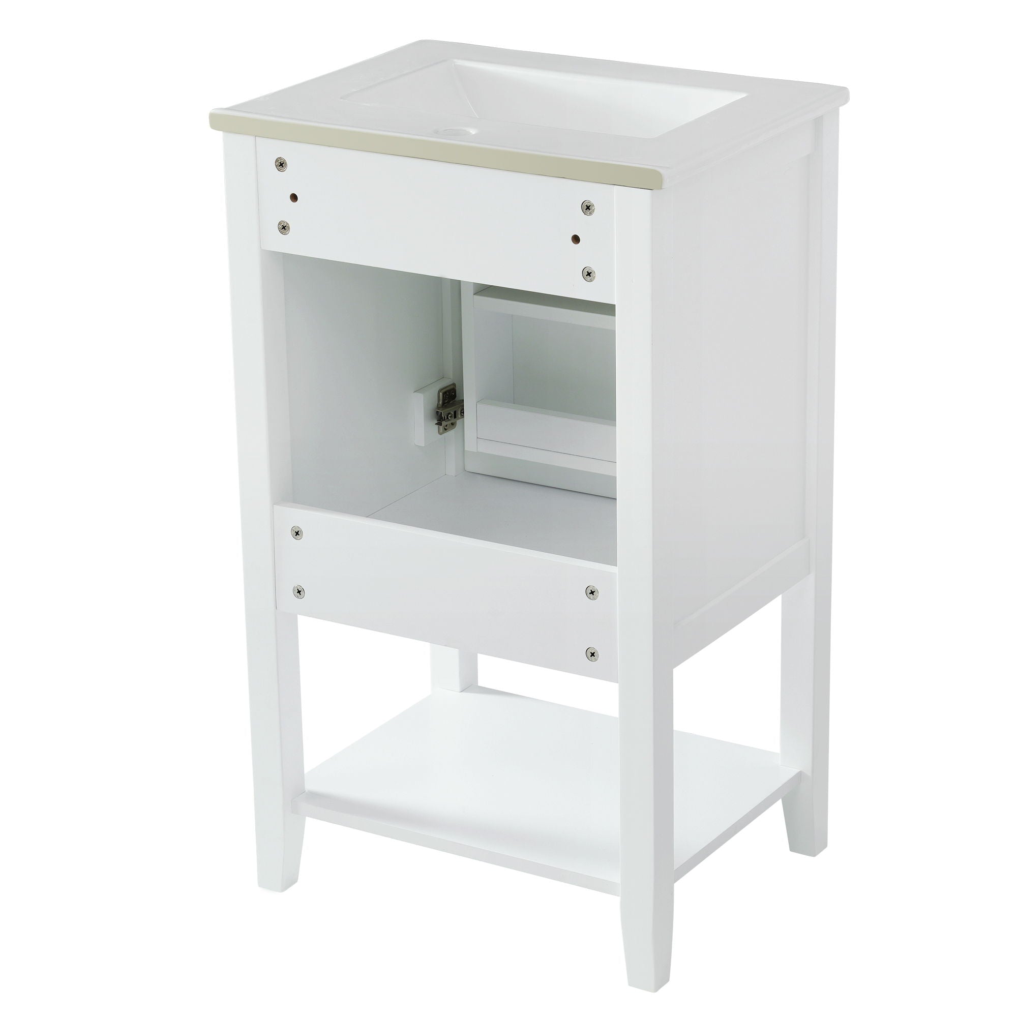 Modern Bathroom Vanity With Sink, Soft-Closing Door And Open Shelf