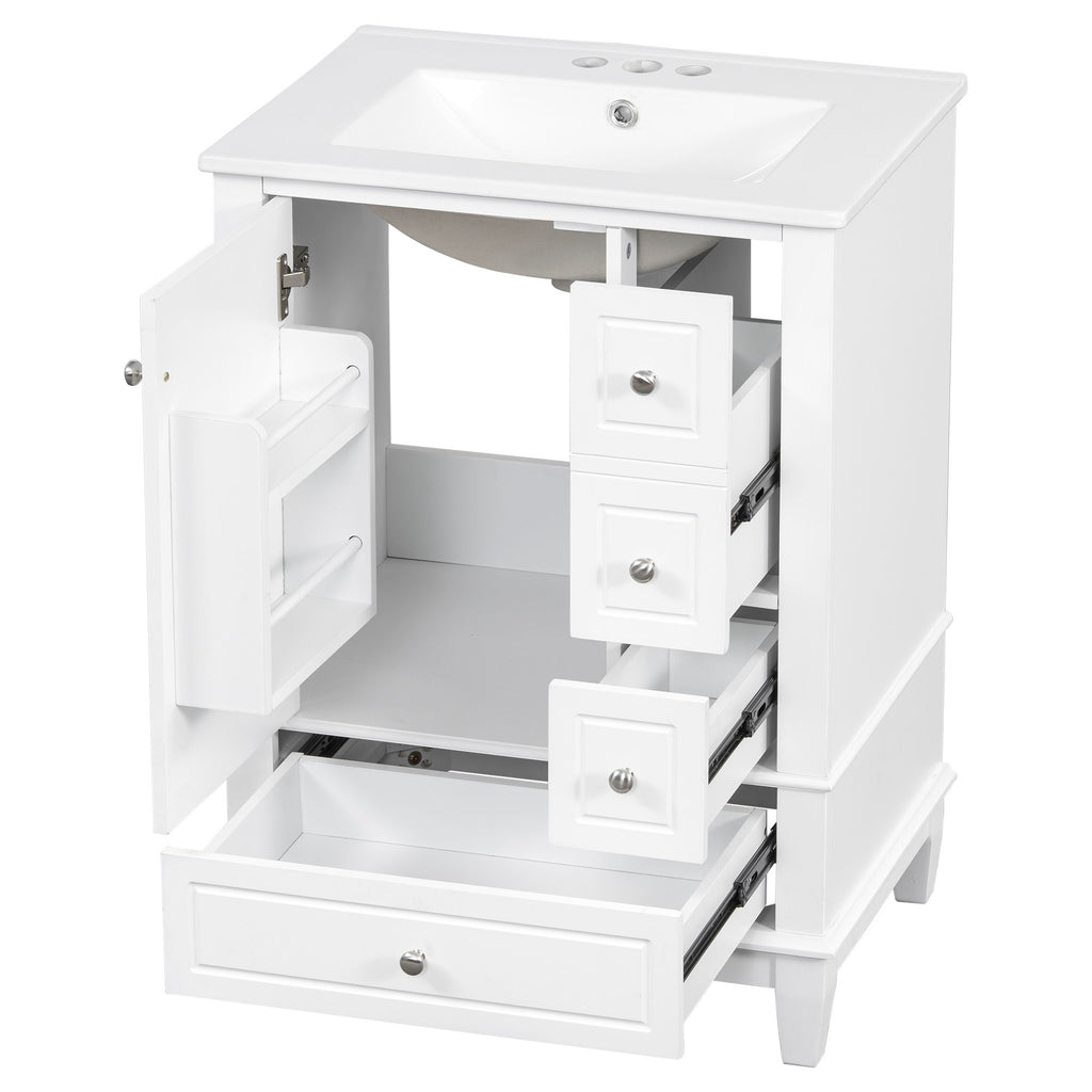 Modern Bathroom Vanity With Sink, Freestanding Cabinet With Drawers And Storage Shelves