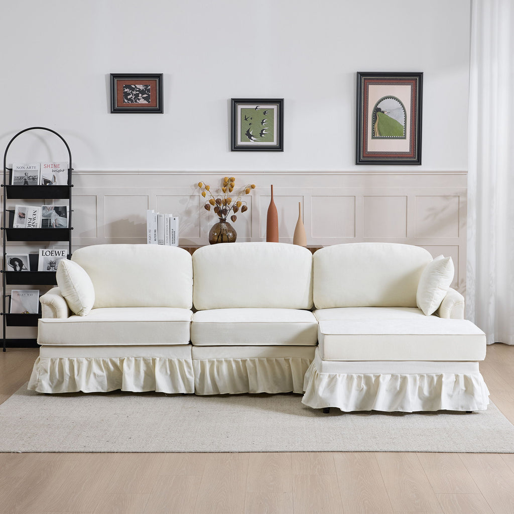 Cloud Sofa With Removable Ruffled Skirt With Ottoman And Flared Arms