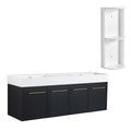 Modern Wall Mounted Bathroom Vanity With Left Sink And Storage Rack
