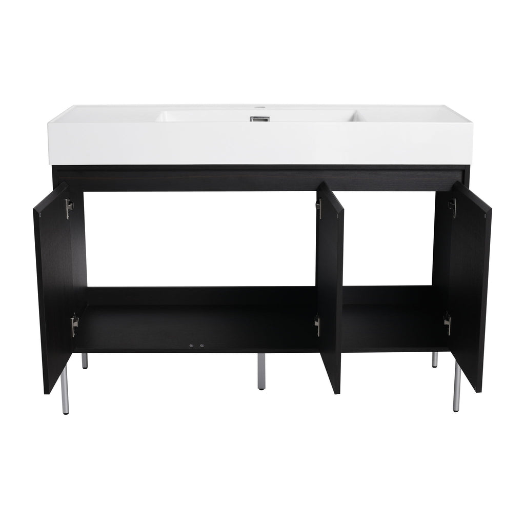 Freestanding Bathroom Vanity With Resin Sink And Storage Cabinet