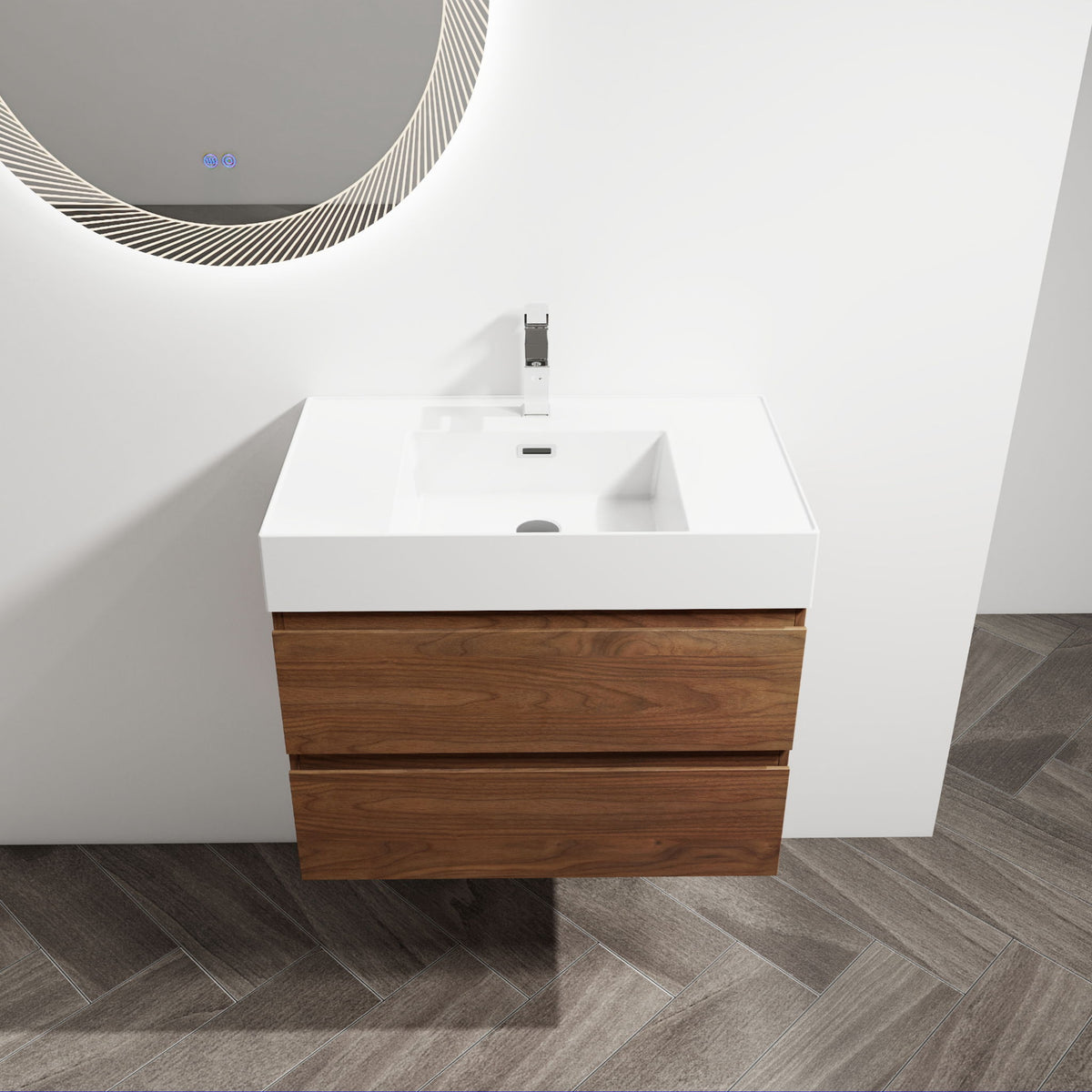 Wall Mounted Bathroom Vanity And Sink, 2 Soft Close Drawers