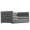 Upholstered Twin Size Daybed With Trundle, Padded Back And Sides - Gray