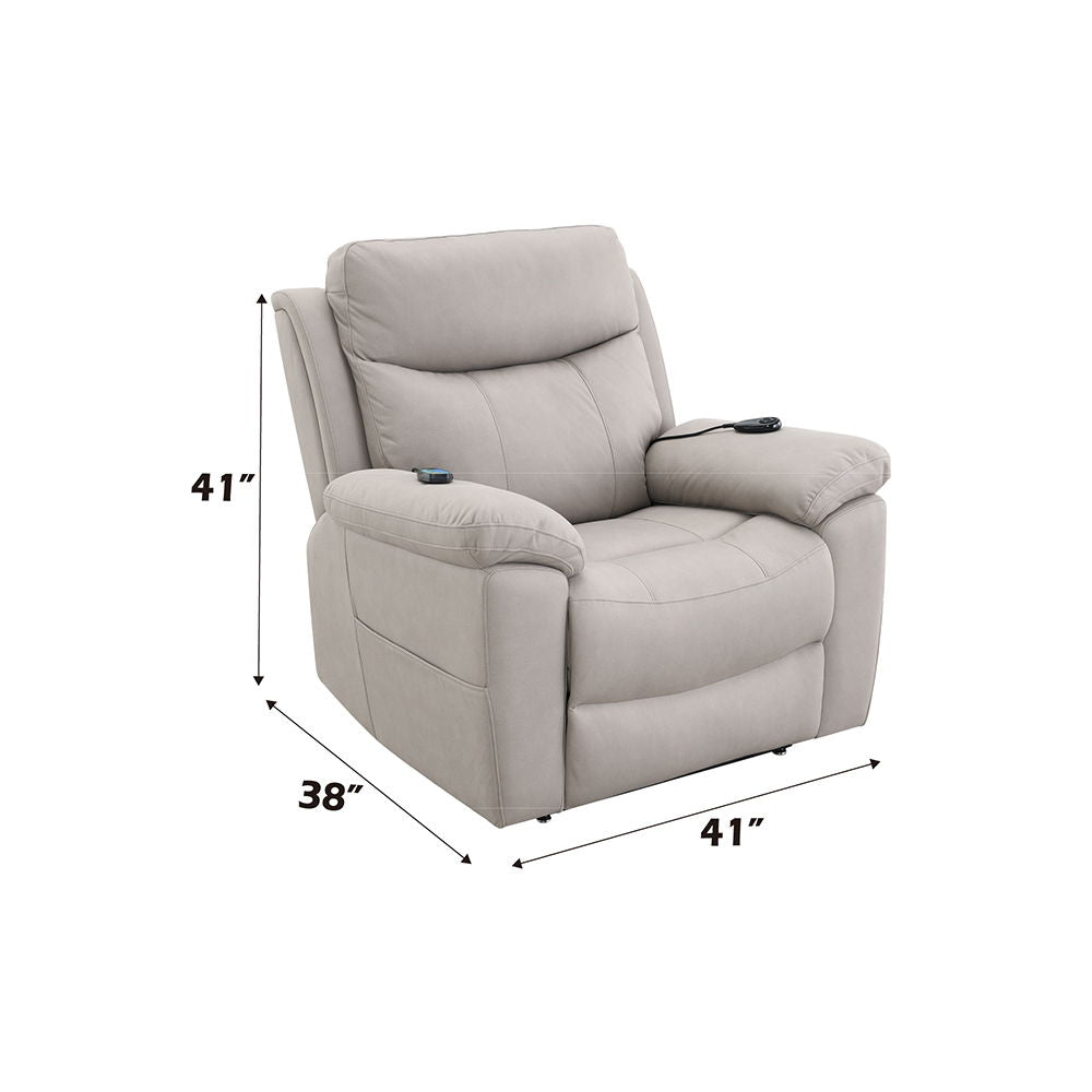 Chriki - Power Recliner With Lift & Heating & Massage - Beige Chenille & Black
