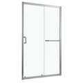 Elegant Single Sliding Bypass Shower Enclosure, Tempered Glass - Brushed Silver