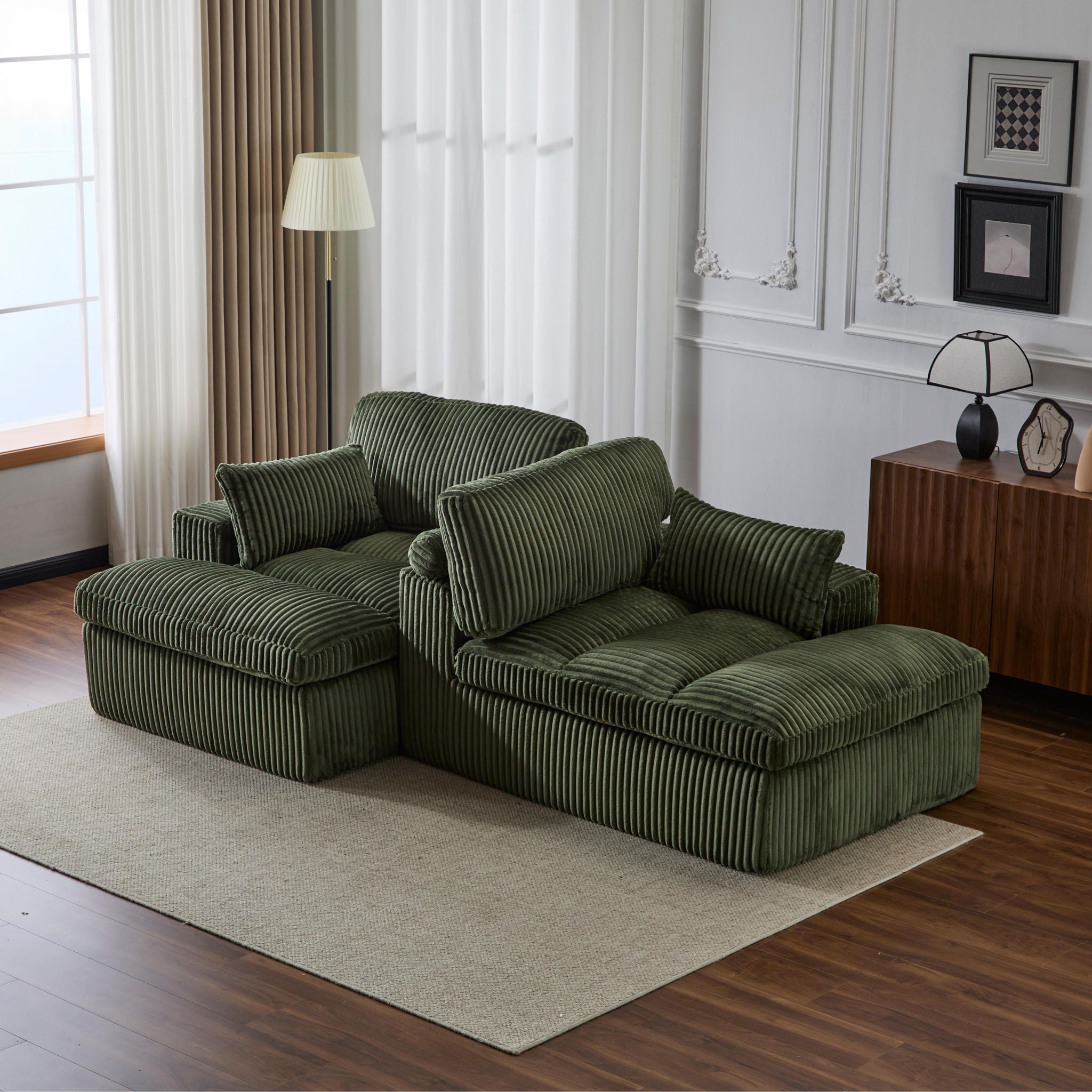 Double Chaise Lounge Chair, Oversized Upholstered Sleeper Cloud Couch